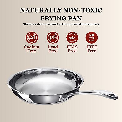 Alva Chef Stainless Steel Frying Pan Skillet Non-Toxic Cookware Stainless Steel Skillet 8"