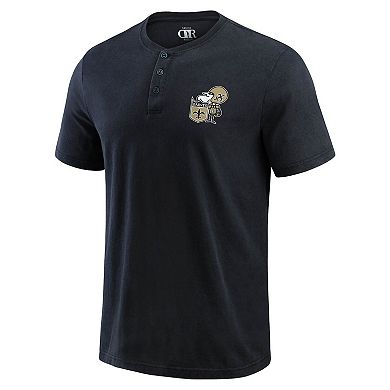 Men's Darius Rucker Collection by Fanatics Black New Orleans Saints Washed Henley T-Shirt