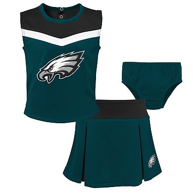 Girls Toddler Green Philadelphia Eagles Spirit Cheer Two-Piece Cheerleader Set with Bloomers