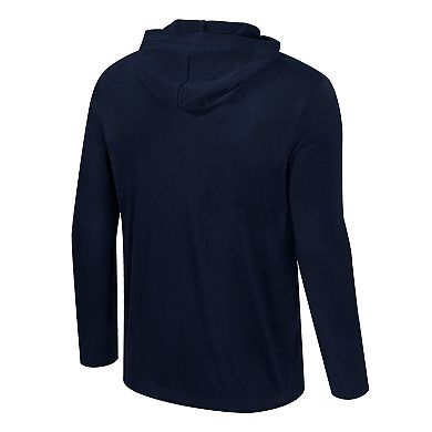 Men's Colosseum Navy West Virginia Mountaineers Color Pop Active Blend 2-Hit Long Sleeve Hooded T-Shirt