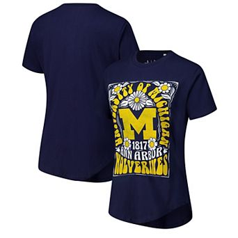 Women's Pressbox Navy Michigan Wolverines Irvine Floral Team Color��T-Shirt
