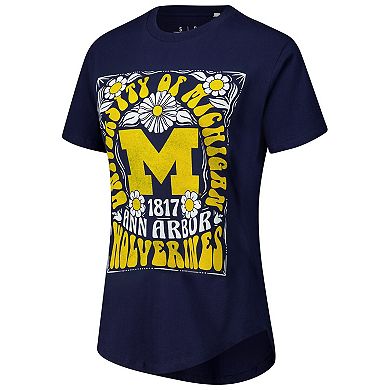 Women's Pressbox Navy Michigan Wolverines Irvine Floral Team Color T-Shirt