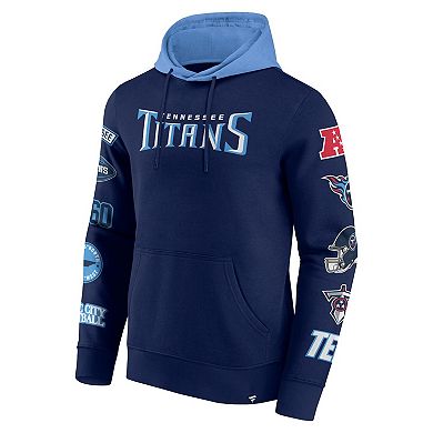 Men's Fanatics Navy/Light Blue Tennessee Titans Patched Out Pullover Hoodie