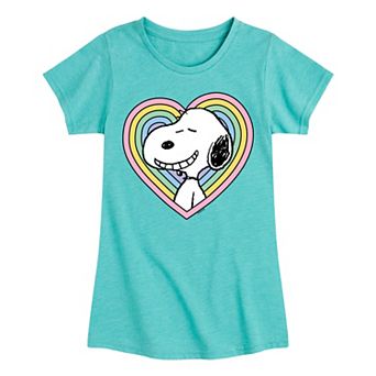 Girls 7-16 Peanuts Snoopy Rainbow Heart Graphic Tee