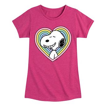 Girls 7-16 Peanuts Snoopy Rainbow Heart Graphic Tee