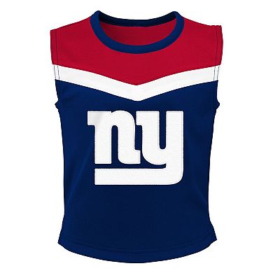 Girls Preschool Royal New York Giants Spirit Cheerleader Two-Piece Set with Bloomers