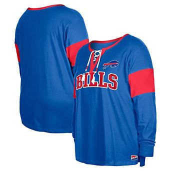 Women's New Era Royal Buffalo Bills Plus Size Lace-Up Notch Neck Long Sleeve T-Shirt