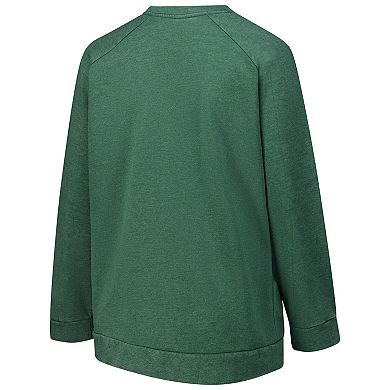 Women's Fanatics Heather Green Green Bay Packers Acid Wash Raglan Pullover Sweatshirt