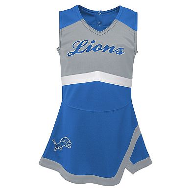 Girls Toddler Blue Detroit Lions Cheer Captain Dress with Bloomers