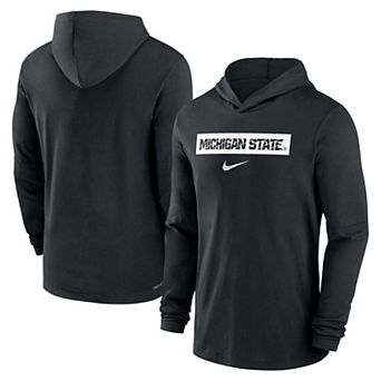 Men's Nike Black Michigan State Spartans 2024 Sideline Hoodie Performance Long Sleeve T-Shirt