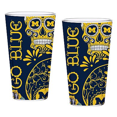Michigan Wolverines Two-Pack 16oz. Dia De Los Muertos Pint Glass Set