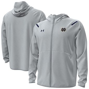Men's Under Armour Gray Notre Dame Fighting Irish Unstoppable Performance Fleece Hoodie��Half-Zip Jacket
