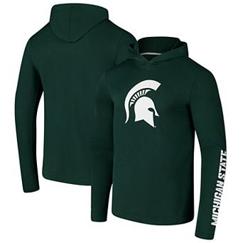 Men's Colosseum Green Michigan State Spartans Logo Lockup Active Blend Long Sleeve T-Shirt Hoodie