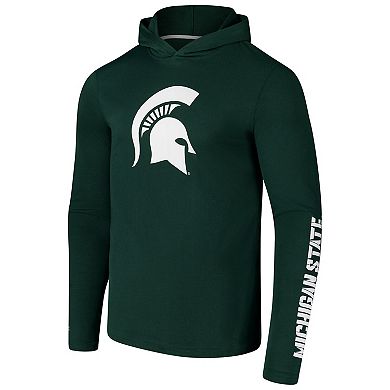 Men's Colosseum Green Michigan State Spartans Logo Lockup Active Blend Long Sleeve T-Shirt Hoodie