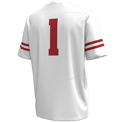 Men's Under Armour #1 White Wisconsin Badgers Replica Football Jersey