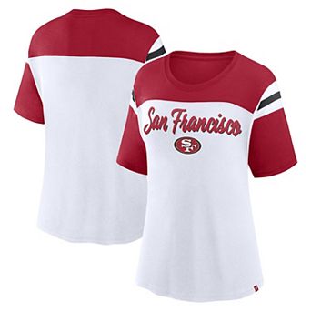 Women's Fanatics White/Scarlet San Francisco 49ers Cheer Chant Fashion T-Shirt
