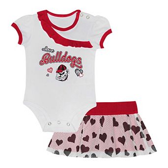 Girls Newborn & Infant Georgia Bulldogs Two-Piece Love My Team Bodysuit & Skirt Set