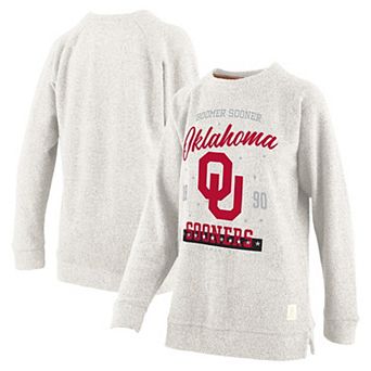 Women's Pressbox Oatmeal Oklahoma Sooners Plus Size Comfy Cairo Terry Pullover Sweatshirt