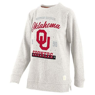 Women's Pressbox Oatmeal Oklahoma Sooners Plus Size Comfy Cairo Terry Pullover Sweatshirt