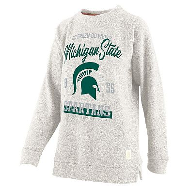 Women's Pressbox Oatmeal Michigan State Spartans Plus Size Comfy Cairo Terry Pullover Sweatshirt