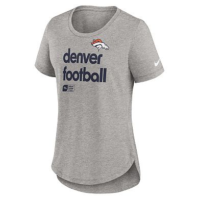 Women's Nike Heather Gray Denver Broncos Fashion Tri-Blend T-Shirt