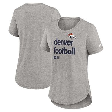 Women's Nike Heather Gray Denver Broncos Fashion Tri-Blend T-Shirt