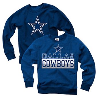 Youth Wes & Willy Navy Dallas Cowboys Reversible Fleece Pullover Sweatshirt