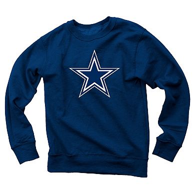 Youth Wes & Willy Navy Dallas Cowboys Reversible Fleece Pullover Sweatshirt
