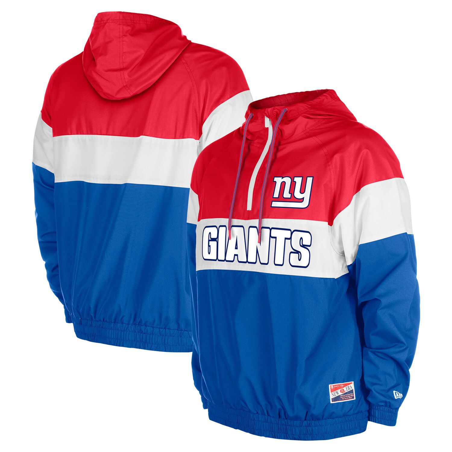 Men's New Era Royal New York Giants 3rd Down Raglan Quarter-Zip