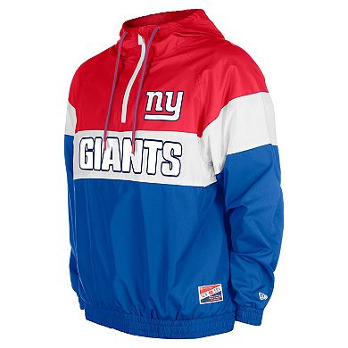 Men's New Era Royal New York Giants 3rd Down Raglan Quarter-Zip Windbreaker Jacket