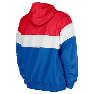Men's New Era Royal New York Giants 3rd Down Raglan Quarter-Zip Windbreaker Jacket