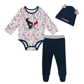 "Newborn & Infant Houston Texans Little Champ Long Sleeve Bodysuit, Pants & Cuffed Knit Hat 3 pc Set"