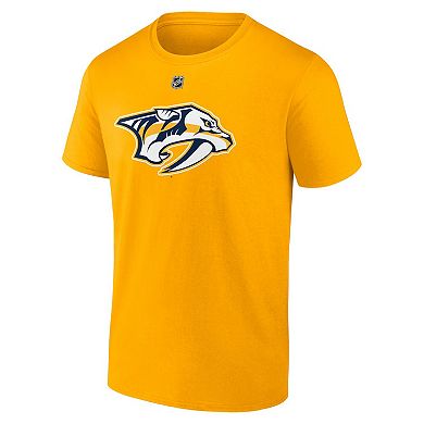 Men's Fanatics Steven Stamkos Gold Nashville Predators Authentic Stack Name & Number T-Shirt