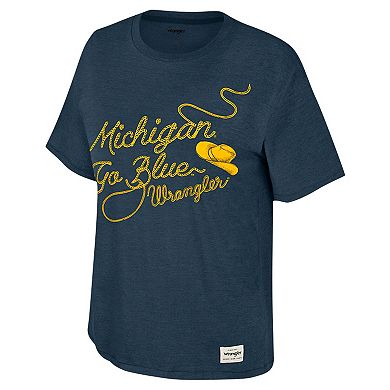 Women's Colosseum x Wrangler Navy Michigan Wolverines Lasso Oversized T-Shirt