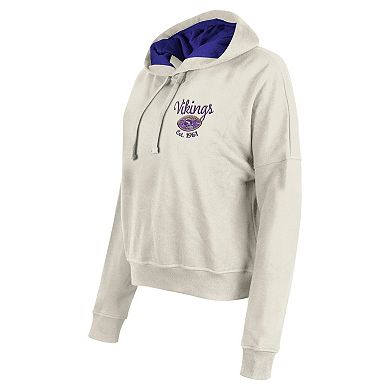 Women's New Era Cream Minnesota Vikings 3rd Down Historic Pullover Hoodie