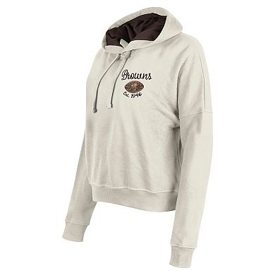 Women's New Era Cream Cleveland Browns 3rd Down Historic Pullover Hoodie