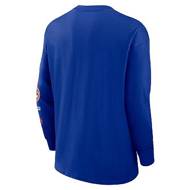 Men's Nike Royal Denver Broncos Rewind Heavy Max 90 Pocket Long Sleeve T-Shirt