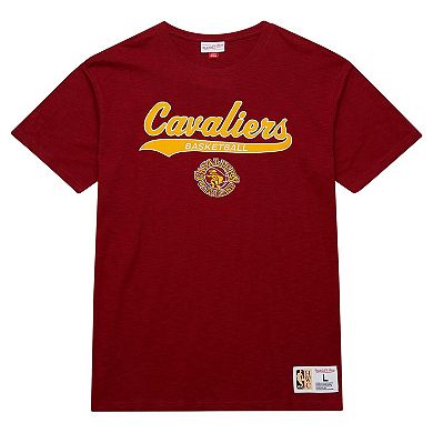 Men's Mitchell & Ness Wine Cleveland Cavaliers Hardwood Classics Felt Applique Slub T-Shirt