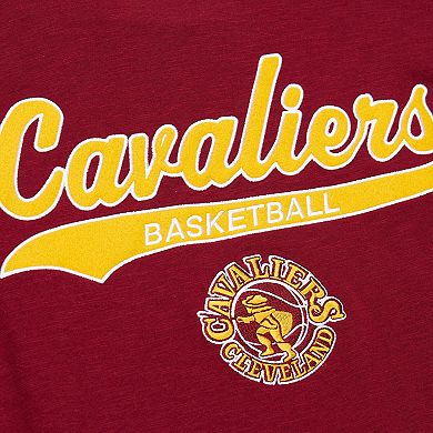 Men's Mitchell & Ness Wine Cleveland Cavaliers Hardwood Classics Felt Applique Slub T-Shirt