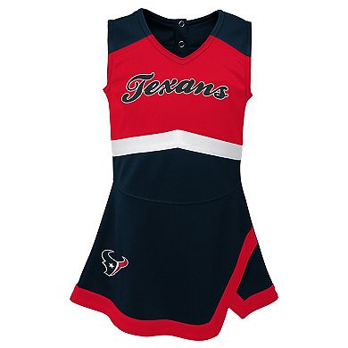 Girls Preschool Navy Houston Texans Two-Piece Cheer Captain Jumper Dress with Bloomers Set