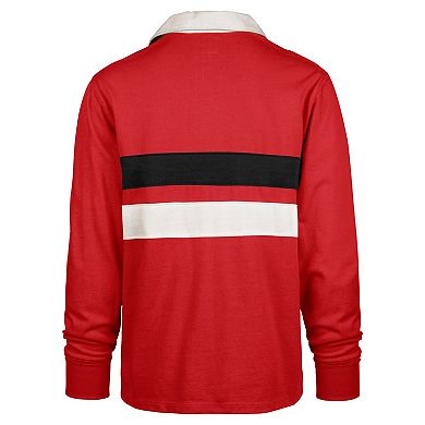 Men's '47 Red Maryland Terrapins Clubhouse Knox Thames Long Sleeve Rugby Polo