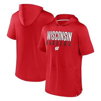 Men's Fanatics Red Wisconsin Badgers Core Read Raglan Hoodie T-Shirt
