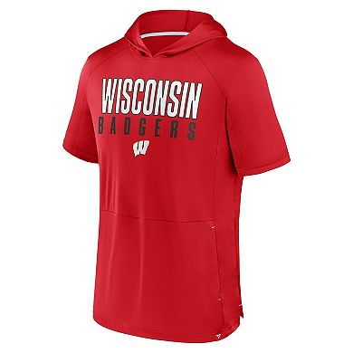 Men's Fanatics Red Wisconsin Badgers Core Read Raglan Hoodie T-Shirt