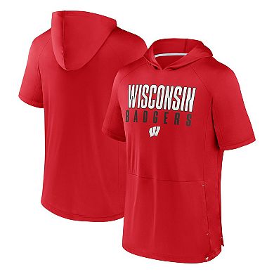 Men's Fanatics Red Wisconsin Badgers Core Read Raglan Hoodie T-Shirt