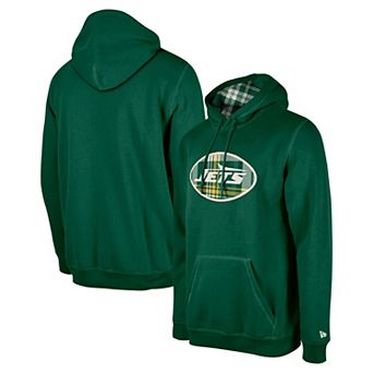 Men's New Era Green New York Jets 3rd Down Plaid Pullover Hoodie