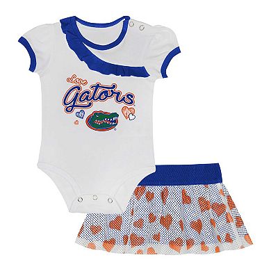 Girls Newborn & Infant Florida Gators Two-Piece Love My Team Bodysuit & Skirt Set