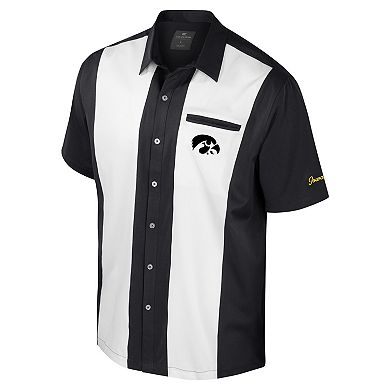 Men's Colosseum Black Iowa Hawkeyes Strike Bowling Button-Up Shirt