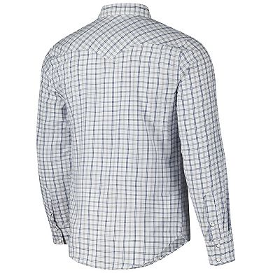 Men's Colosseum x Wrangler White West Virginia Mountaineers Plaid Window Pane Long Sleeve Full-Snap Shirt
