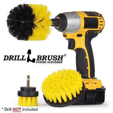 3 Pc Grout Drill Brush Set - Bathroom Surfaces Tub, Shower, Tile And Grout Cleaning Kit