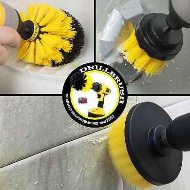 3 Pc Grout Drill Brush Set - Bathroom Surfaces Tub, Shower, Tile And Grout Cleaning Kit